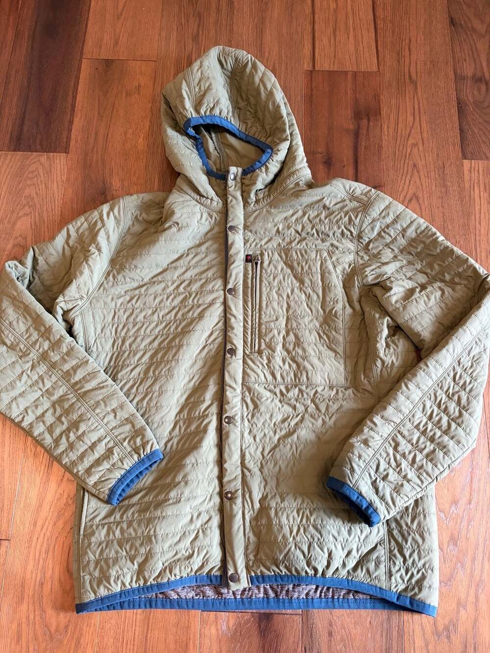 Relwen Windzip Hoodie Size XL Olive Green Quilted Jacket